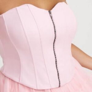 Torrid Pink Strapless Corset Faux Leather Top with Front Zipper